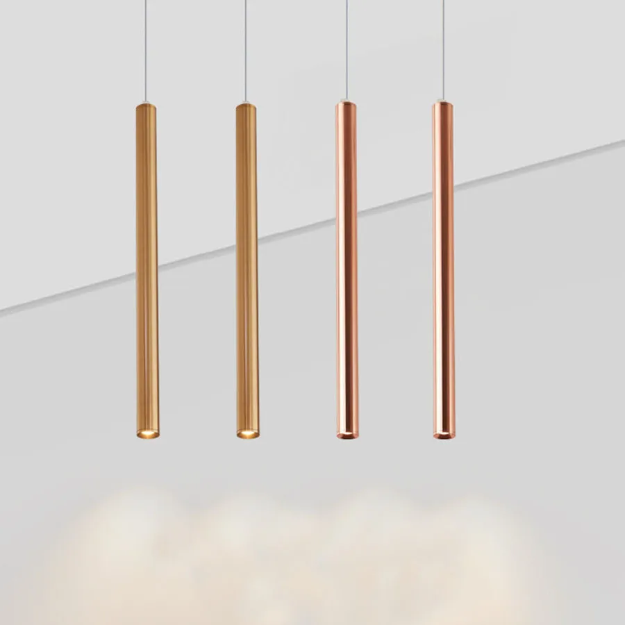 Подвесной светильник Золотая длинная трубка регулируемый светодиодный для