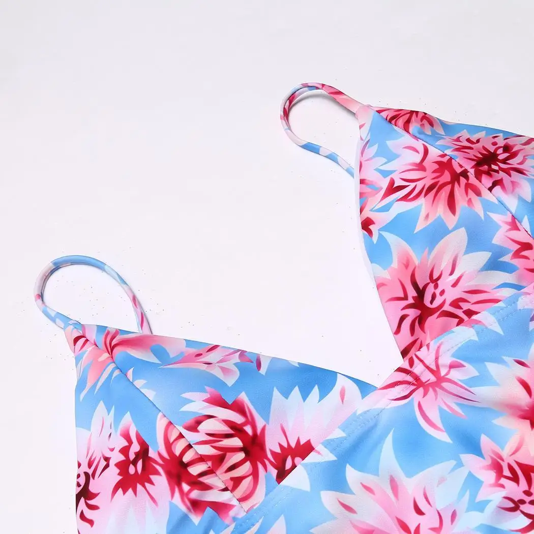 Женский пикантный с подкладками со скрещиванием сзади топы повязка цветочным