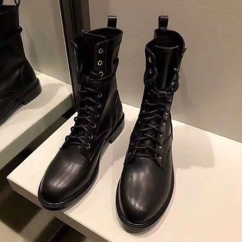 New arrival 2019 autumn and winter women boots genuine leather lace up comfortable fashion martin | Обувь