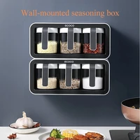 kitchen organizer wall storage box spice jar cabinet shelf spice boxes with spoons kitchen accessories supplies bathroom