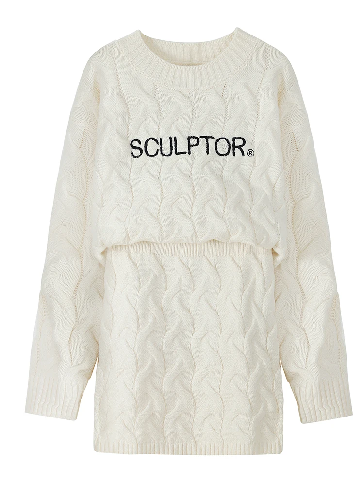 

Lazy wind twist sweater + thin knit short skirt suit female spring and autumn Korean two-piece suit