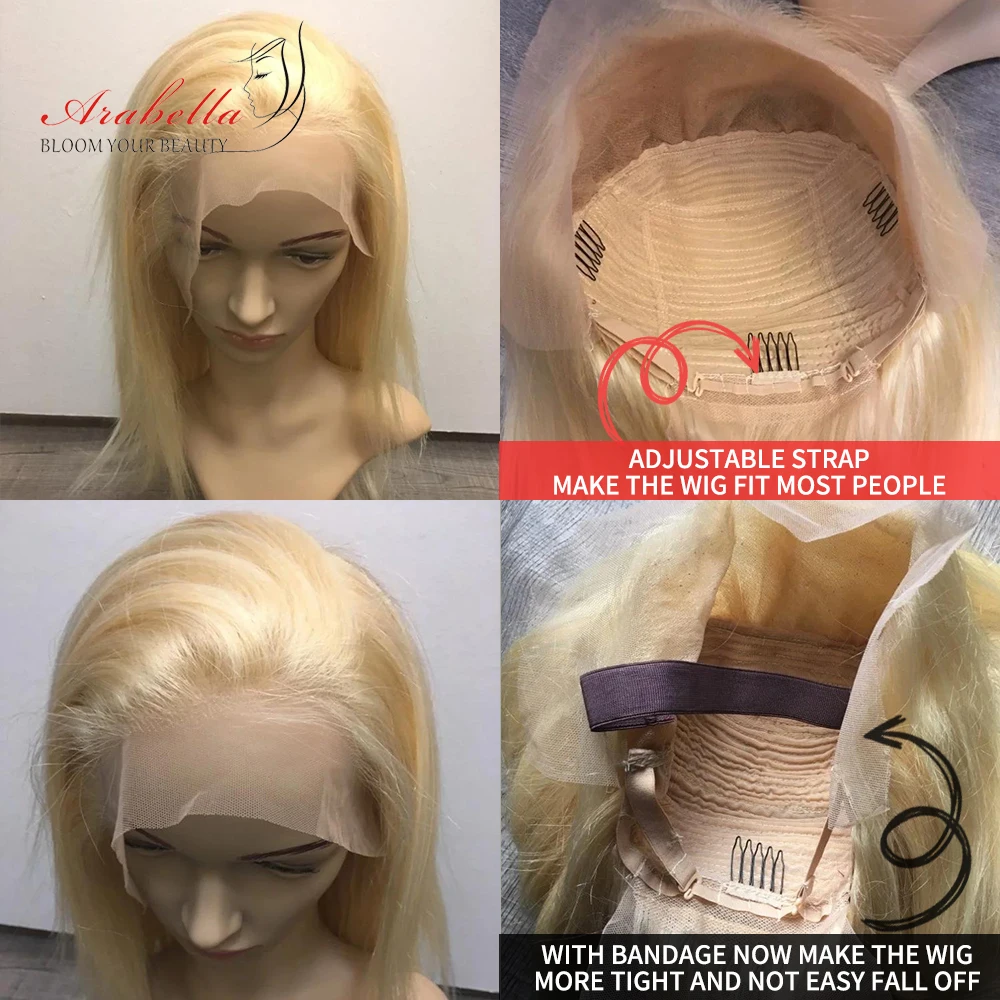 613 Lace Front Wig 180% 250% Density Human Hair Wigs High Ratio Arabella Remy Hair Peruvian 13x4 Blonde Lace Front Wig