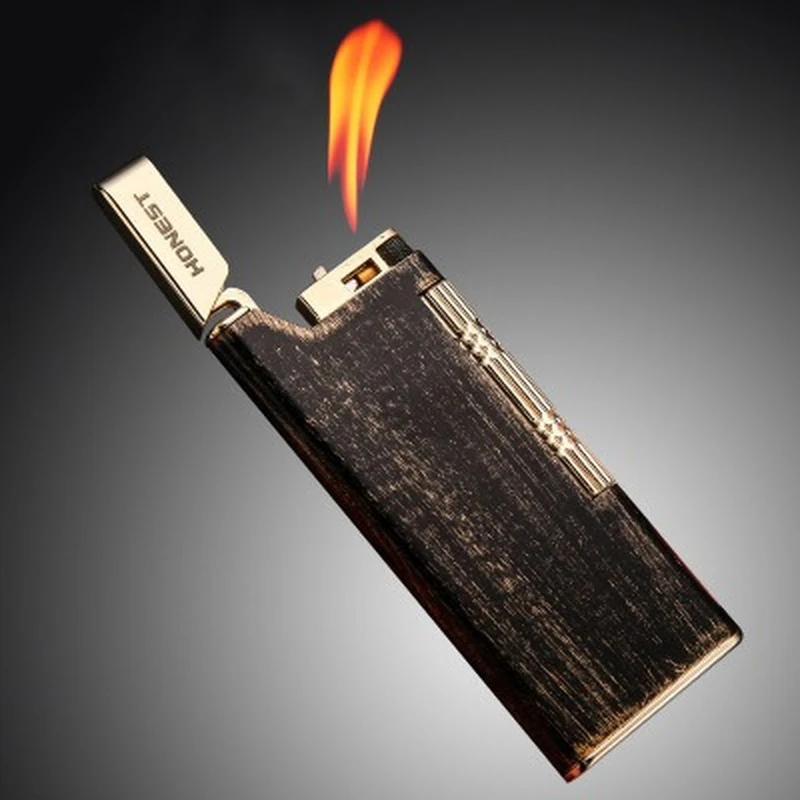 

7mm To Thin To Light Creative Side Sliding Oblique Fire Grinding Wheel Open Flame Copper Cigarette Ciagr Candle Lighter Men Gift