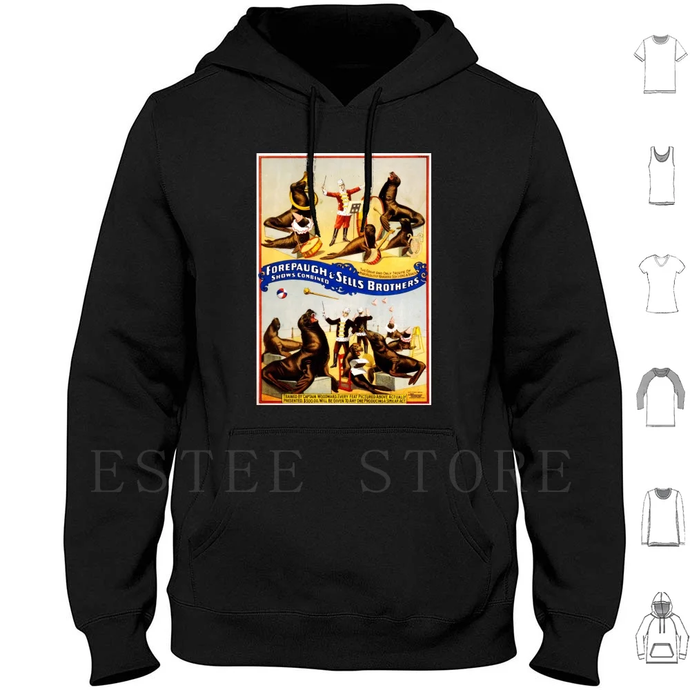 

Vintage Forepaugh & Sells Brothers Sea Lions And Seals Circus Hoodie Long Sleeve Vintage Forepaugh Sells Brothers Sea Lions