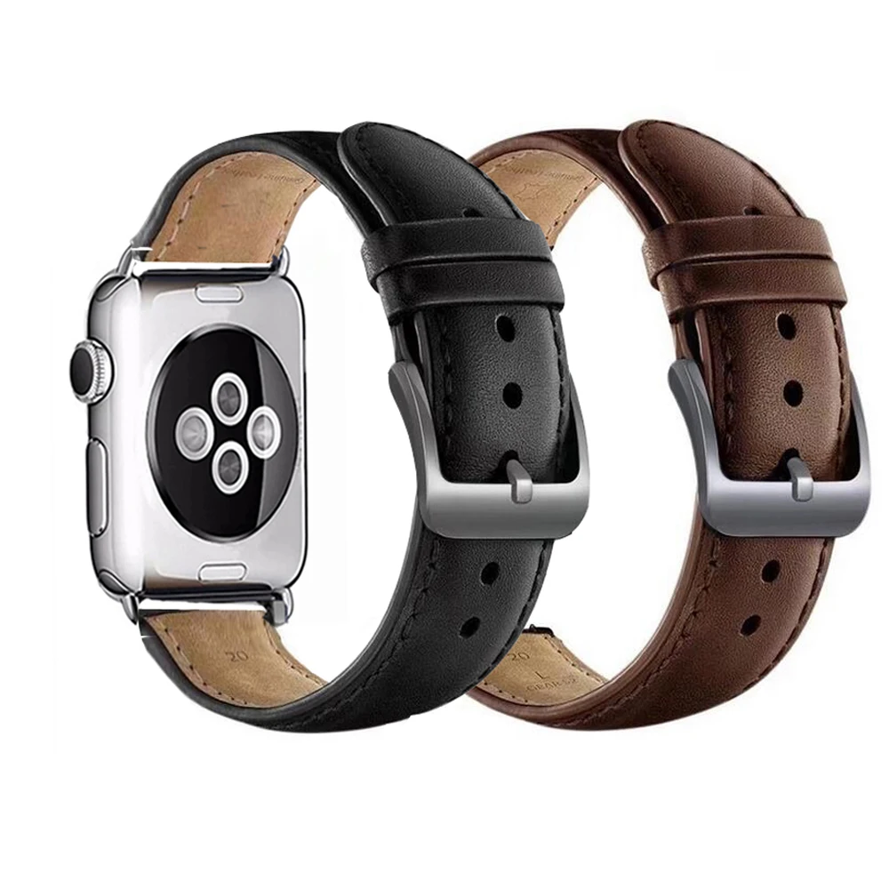 Натуральная кожа ремешок для apple watch 42 мм 44 4 5 38 40 iwatch версия 3 2 1 correa сменный
