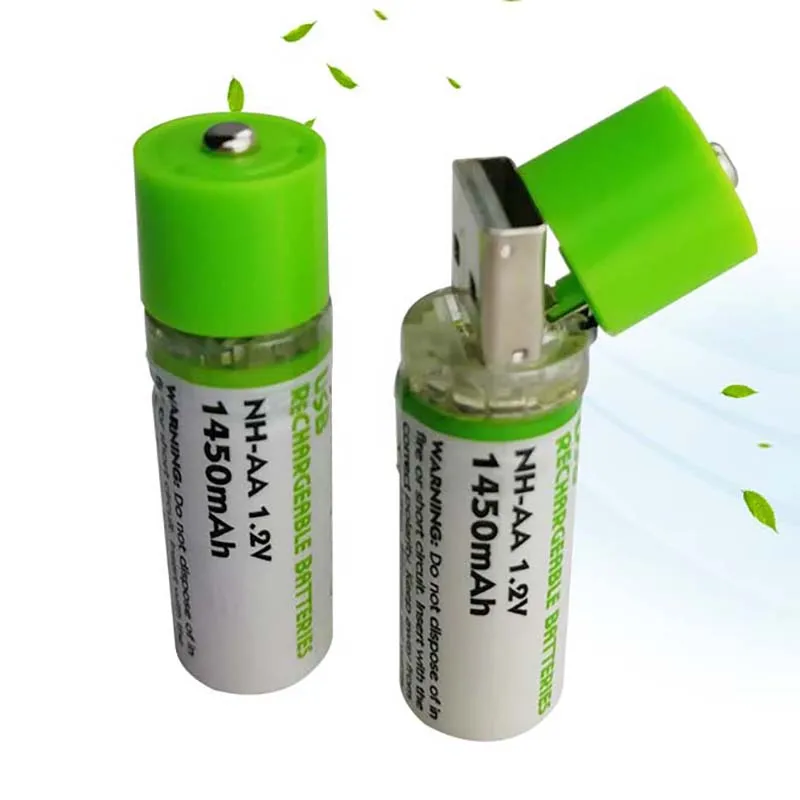 

Free shipping 1-10Pcs AA Battery Nimh AA 1.2V 1450MAH Rechargeable Battery USB AA 1450MAH for Remote control, razor, radio use