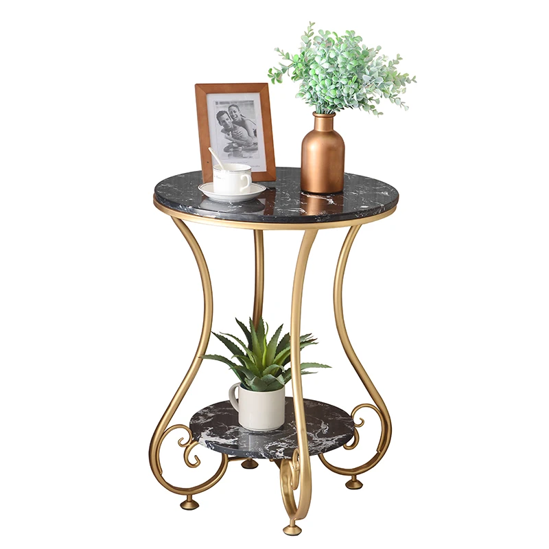 

Мраморный Круглый Журнальный столик с двумя слоями для гостиной, чайный столик, подставка для стола