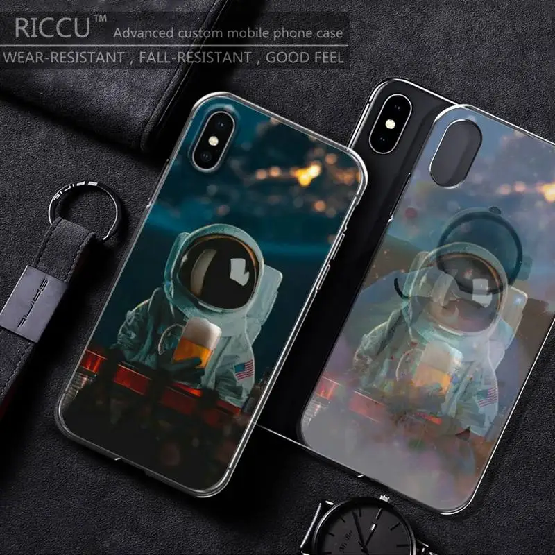 

Cartoon astronaut abstract art Phone Case For iPhone 11 12 Pro Max X XS XR 7 8 7Plus 8Plus 6S SE Soft Silicone Case cover