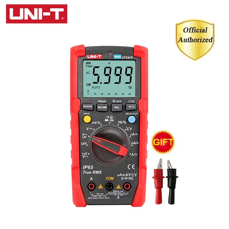 UT191T UNI-T UT191E/UT191T Профессиональный цифровой мультиметр True RMS AC DC Напряжение Ампер Ом метр водонепроницаемый пылезащитный диод тестер - Цвет: UT191T
