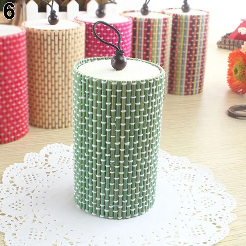 Уникальные цилиндрические украшения Бамбуковая деревянная коробка для хранения