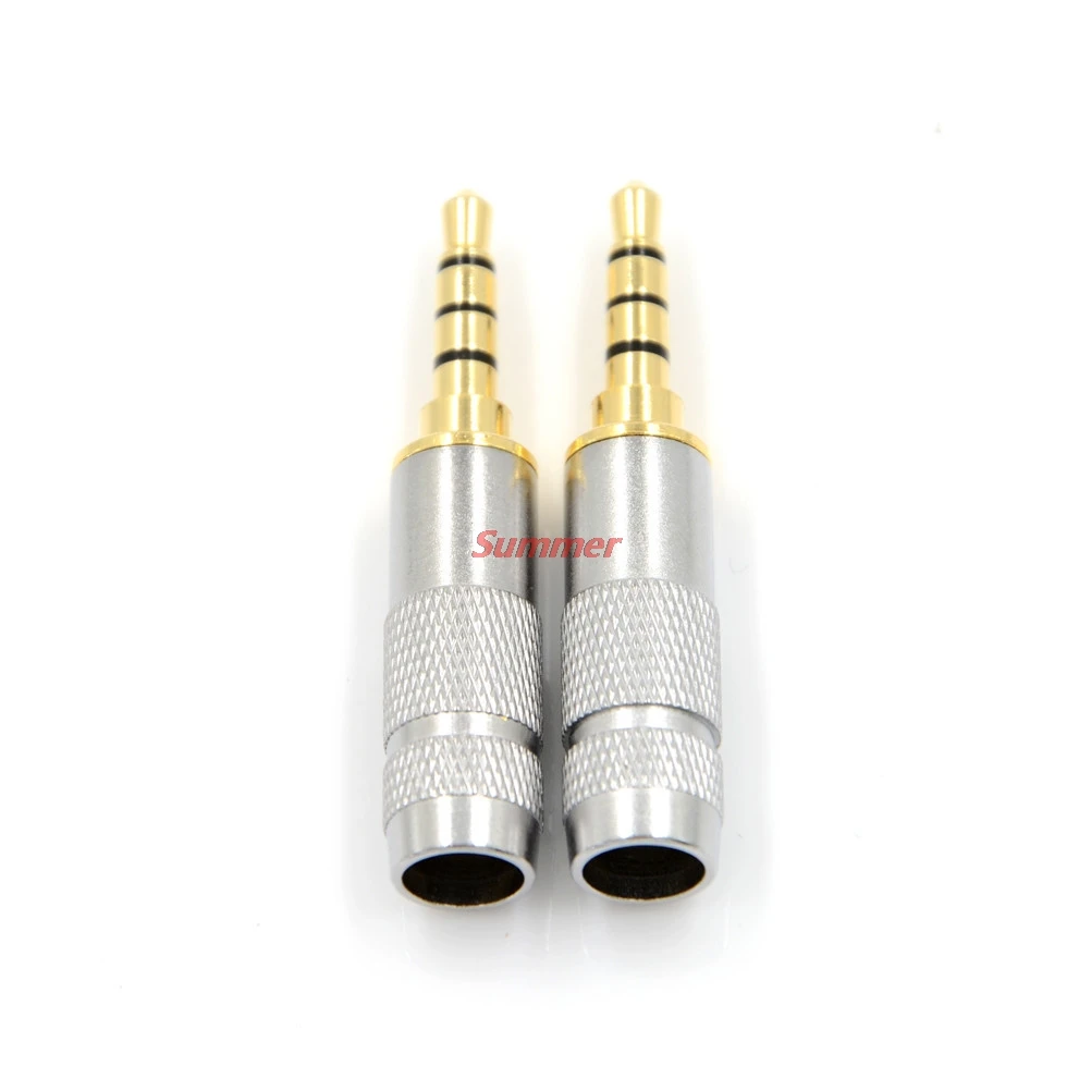 

New Fashion 4 Pole 3.5mm Stereo Headphone Male Plug Jack Audio Solders Connector High Quality 1PCS