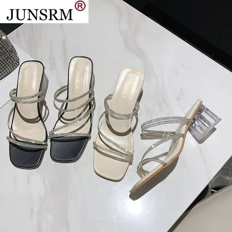 

2021 New Fashion All-matchSlippers Casual Big Size Slipers Women Jelly Scandals Crystal Rubber Heels Tenis Feminino Women Shoes