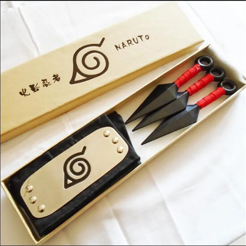 

Anime Narut Leaf Village Ninja Kunai & Headband Cosplay Props Kids Boys Weapon Model Toys Jewelry Set A843