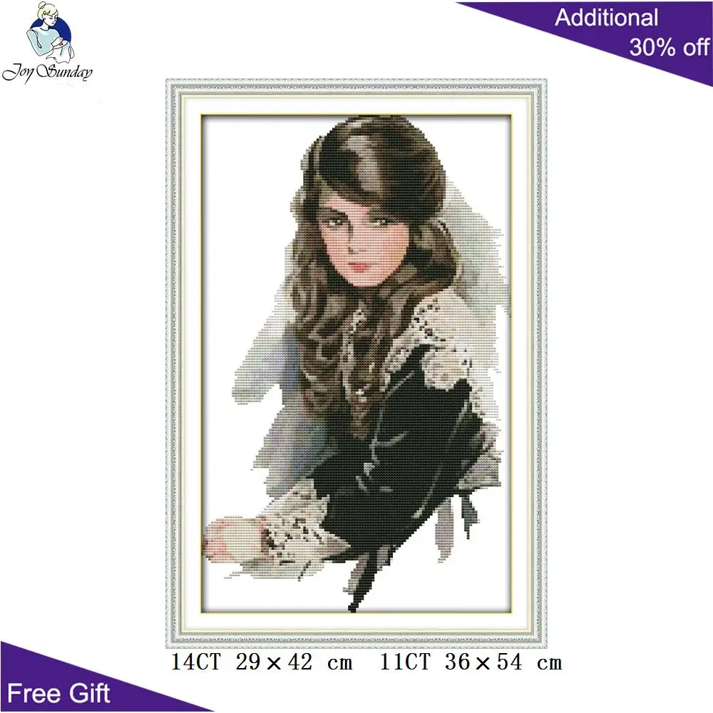 Joy Sunday русские девочки рукодельные R628 (2) 14CT 11CT Счетный и штампованный домашний