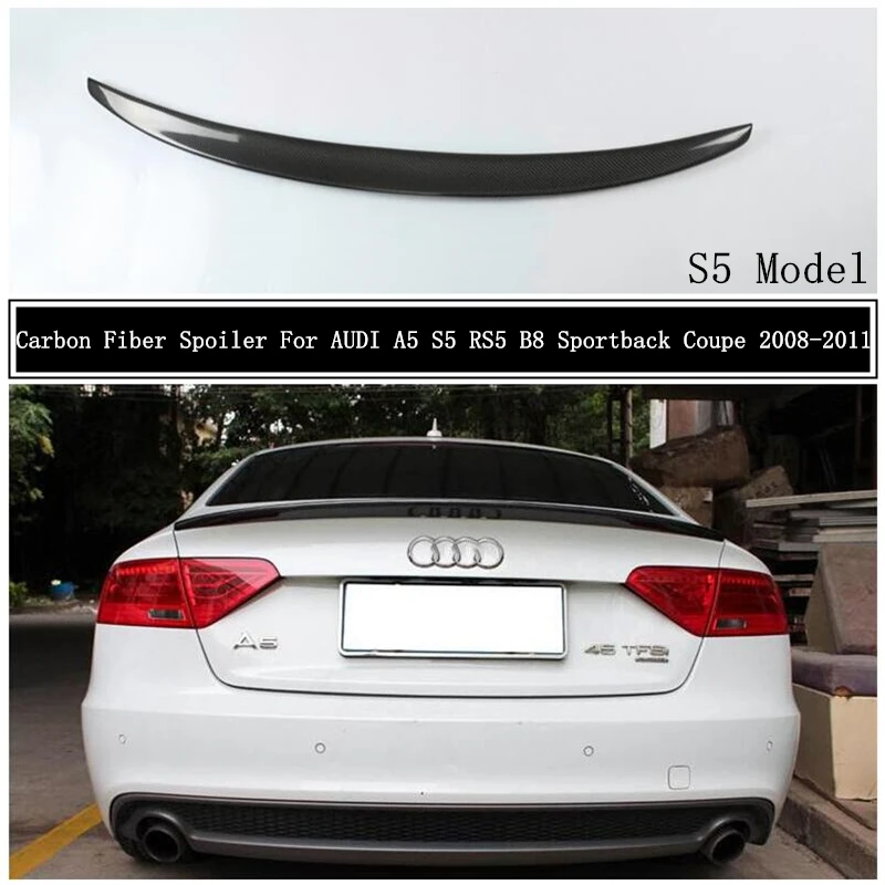 

Спойлер из углеродного волокна для AUDI A5 S5 RS5 B8 Sportback Coupe 2008 2009 2010 2011 годов искусственное крыло высококачественные автомобильные аксессуары
