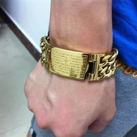 punk jesus cross bracelets gold tone stainless steel bracelets men jewelry male charm bangle double hand chain man wristband