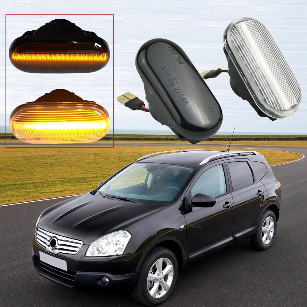 2pcs Dynamic LED Side Marker Lights 12V Flowing Turn Signal Light Repeater Lamp Panel for Nissan Qashqai J10 Micra C | Автомобили и