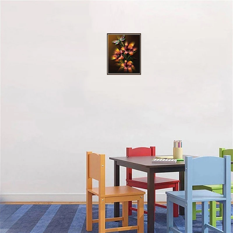 DIY цветок 5D алмазная живопись дома Полный Круглый Дрель Стразы пейзаж