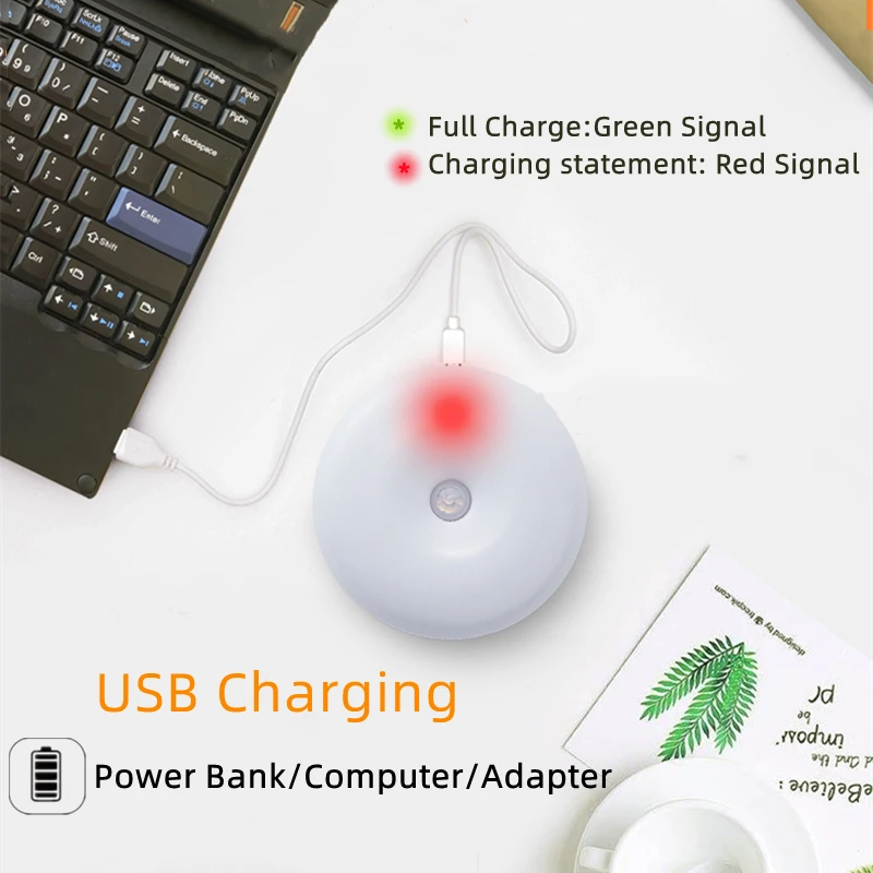 700mha Li-Battery LED Night Light Motion Sensor USB Rechargable ON/OFF/AUTO for Kitchen Closet Wardrobe Stairs Hallway Wall Lamp | Лампы и