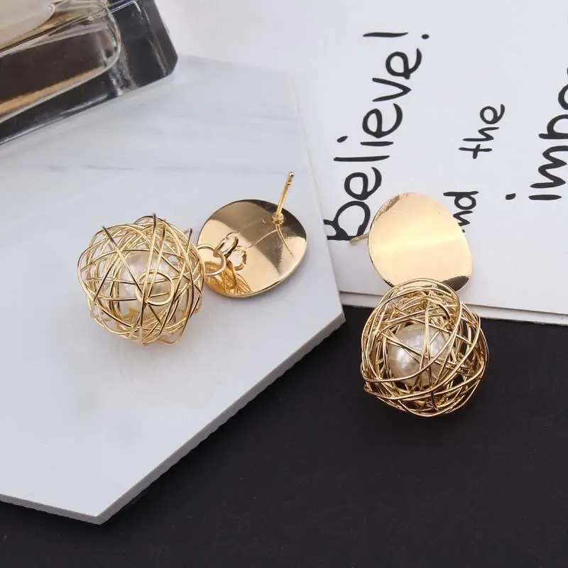 

FDLK Simple Woven Ball Bohemian Wood Women Vintage Dangle Long Tassel Stud Earring Jewelry