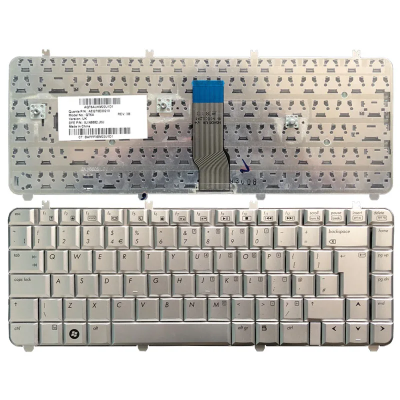 

Новая английская клавиатура для ноутбука HP Pavilion DV5-1000 DV5-1100 DV5-1200 1219 1218TX 1219TX AEQT6E00210 QT6A, серебристый