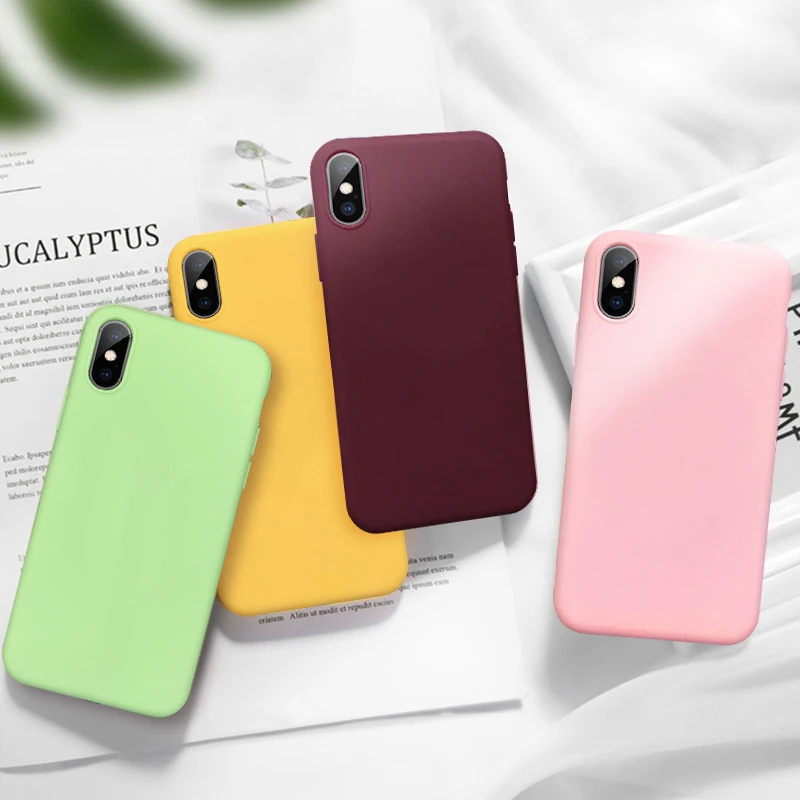Цветной чехол из ТПУ для Iphone x XS Max XR 6 6S 7 8 Plus 5 5S SE iPhone X iPhoneXR простой милый |