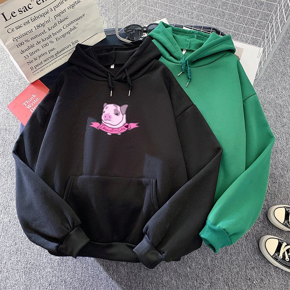Cartoon Pig Print Clothes Sweetshirt Hoodies Cute Over Size Sweatshirts for Girls Loose Hoody Sweathshirts Kawaii Pink Clothing
