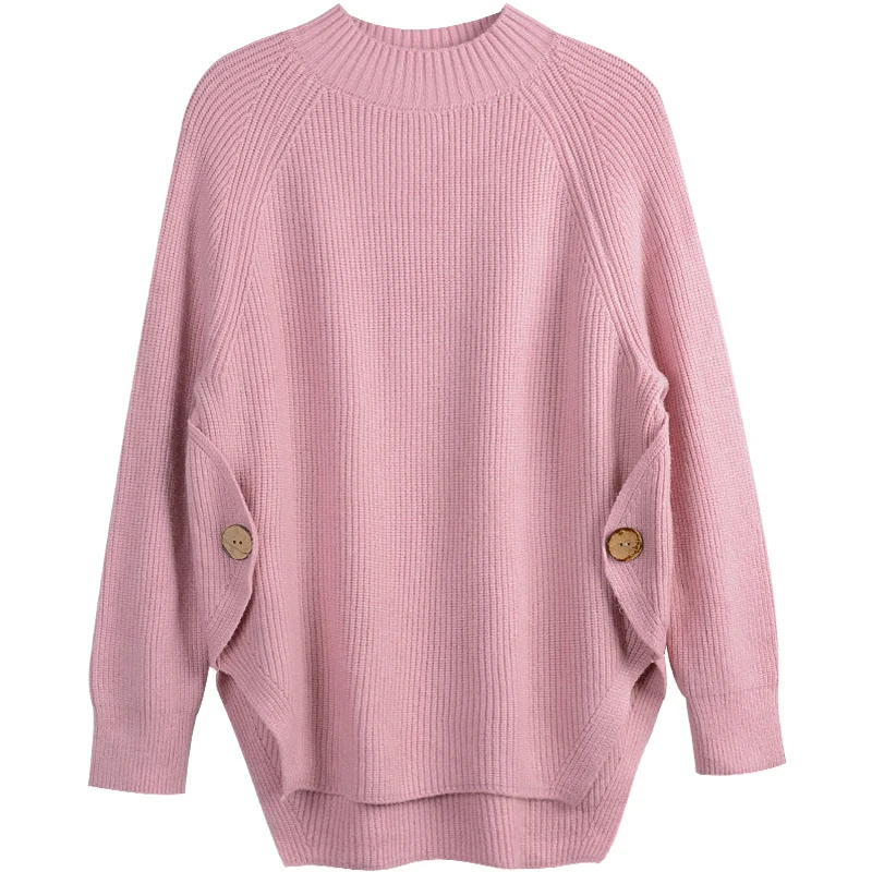 

Clearance Special Offer ~ Retro Hong Kong Style Half Turtleneck Japanese Sweater Outer Wear Women's Loose Long Sleeve Sweater