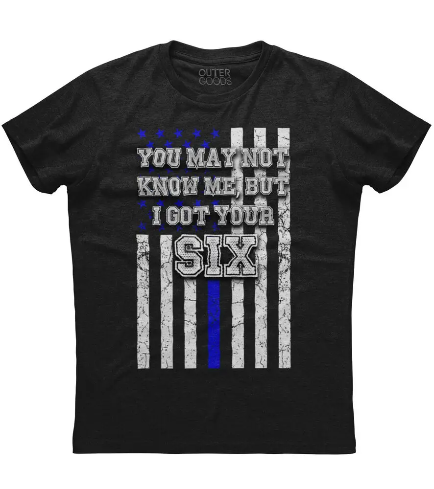 Мужская Тонкая футболка с синей линией и надписью I Got Your Six patritic|Мужские футболки|
