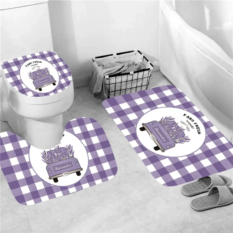 

Easter Cute Rabbit Green Colored Sunflower Non-Slip Quick-Drying Bathroom Mat Polyester Toilet Cover U Shape Mat Home Decor