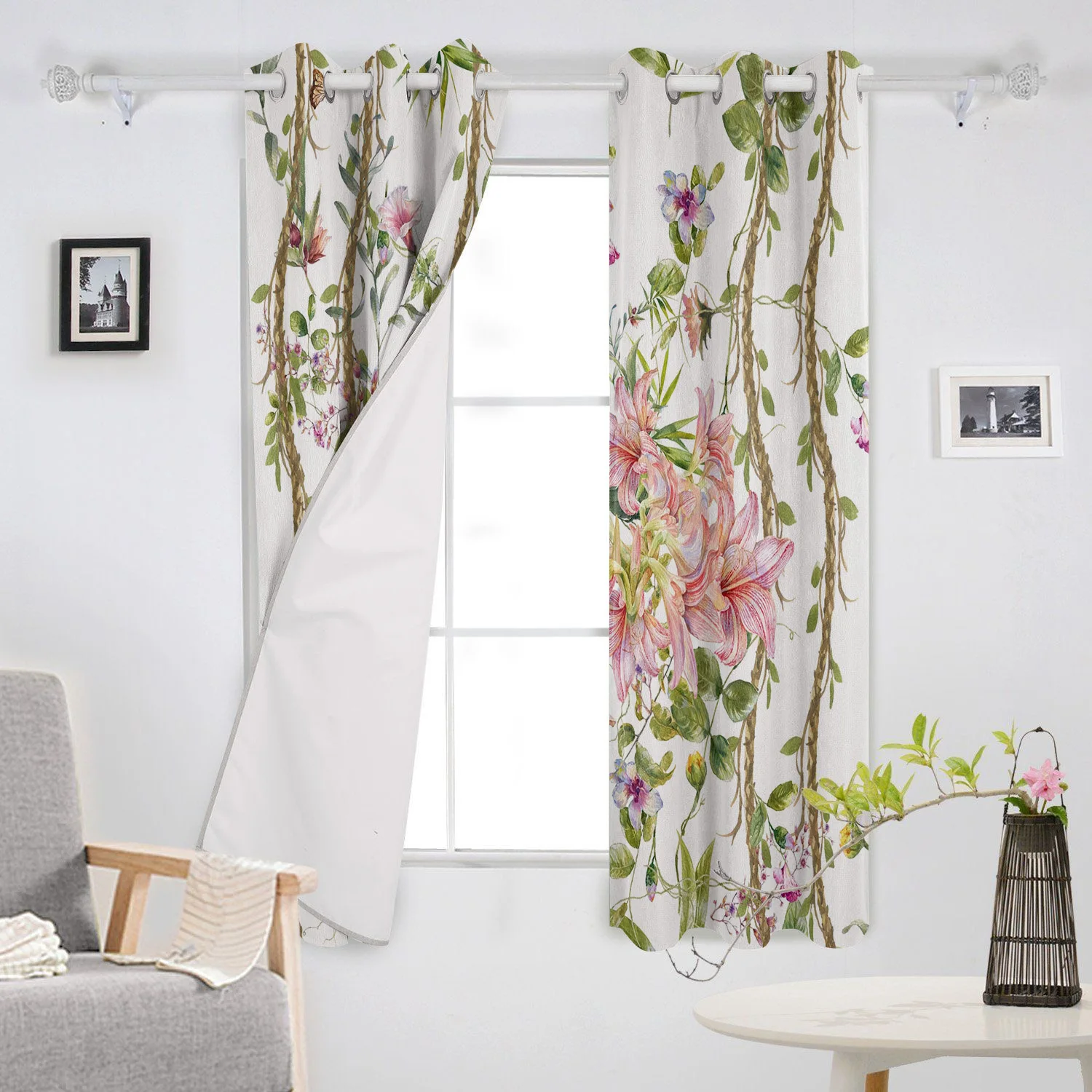 Розовые оконные шторы в виде цветка лилии занавески для гостиной кухни