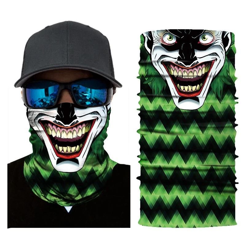 

Green Motorcycle Mask Biker Balaclava Head Scarf Neck Masque Mask Skull Halloween ghost Face Shield Mascara Moto Riding Bandanas