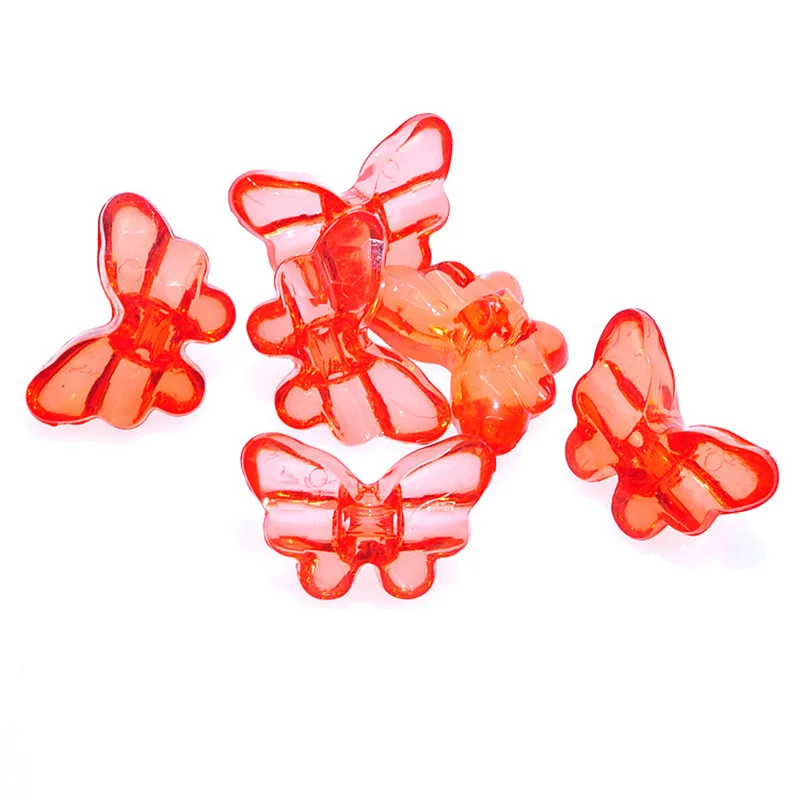 Красочные прозрачные стильные акриловые бусины-бабочки для ювелирных изделий