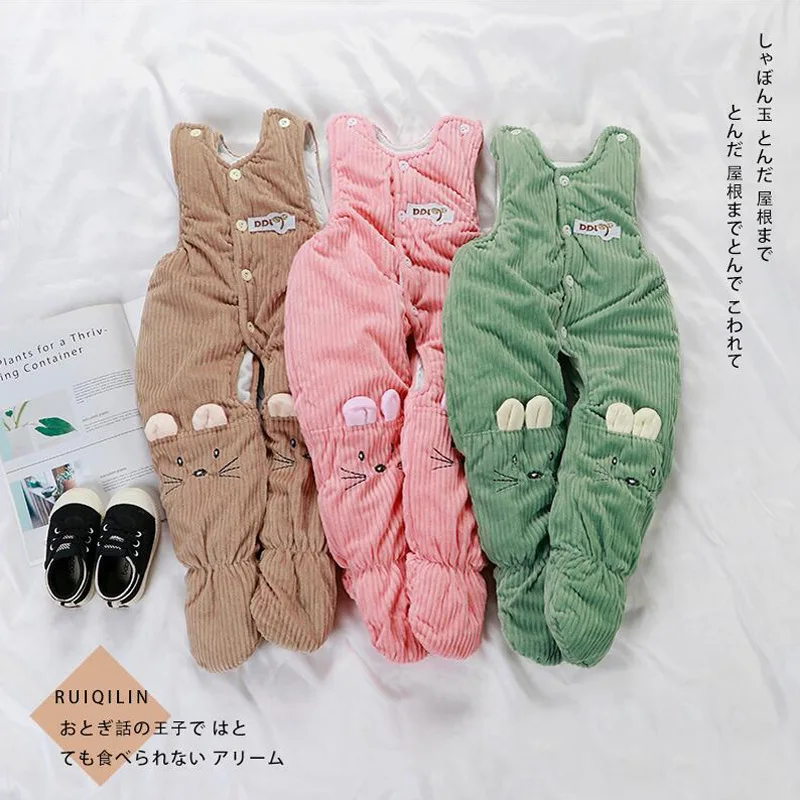 Зимние Детские Комбинезоны из чистого хлопка с подтяжками для малышей