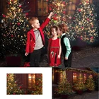 Рождественский фон для фотосъемки с изображением деревянного дома детский праздничный венок деревья Декор Фон для детской фотостудии