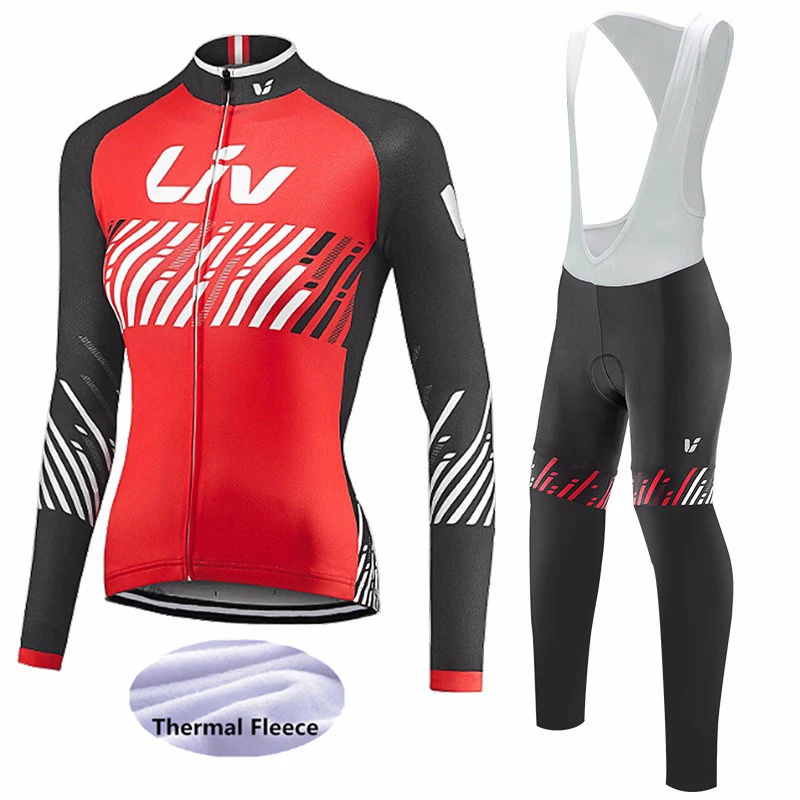 

LIV 2021 Winter Thermal Fleece Cycling Jersey Woman Long Sleeve Cycling Jersey Set Winter Riding Clothing Bike Cycling Clothing