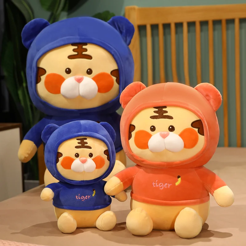 

Kawaii Cartoons Sweather Tiger Plush Stuffered Dolls Tiger Kitty Plush Doll Toys Kids Birthday