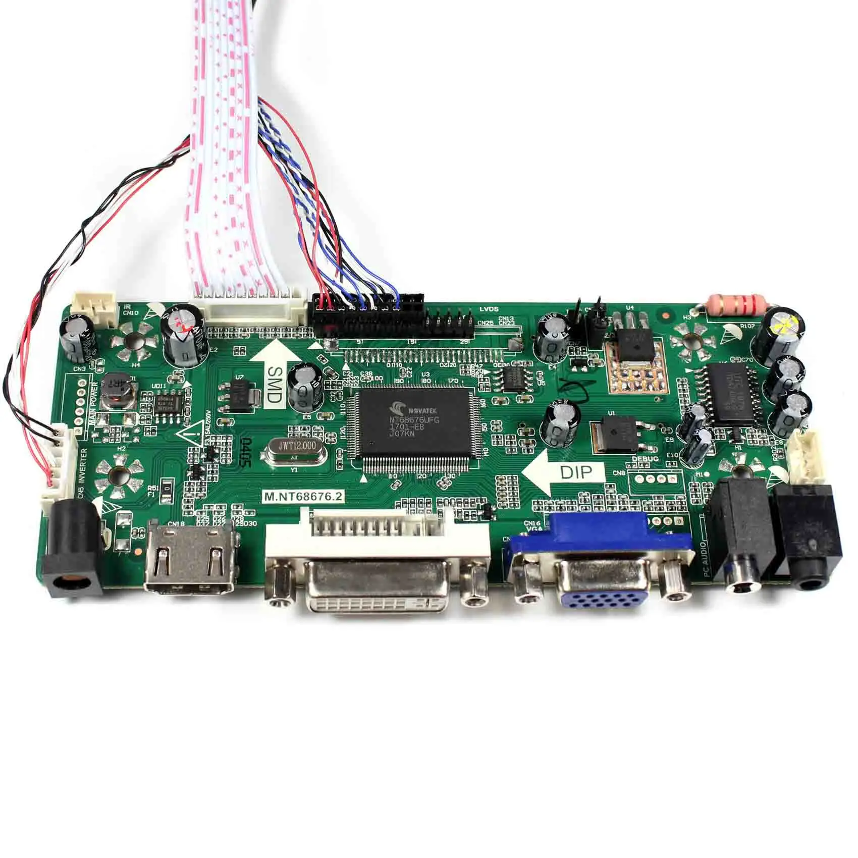 

HD M I+VGA+DVI+Audio Input LCD Controller Board For LP140WH1 LP156WH2 11.6'' 14" 15.6" 1366x768 LED 40Pins LCD Panel