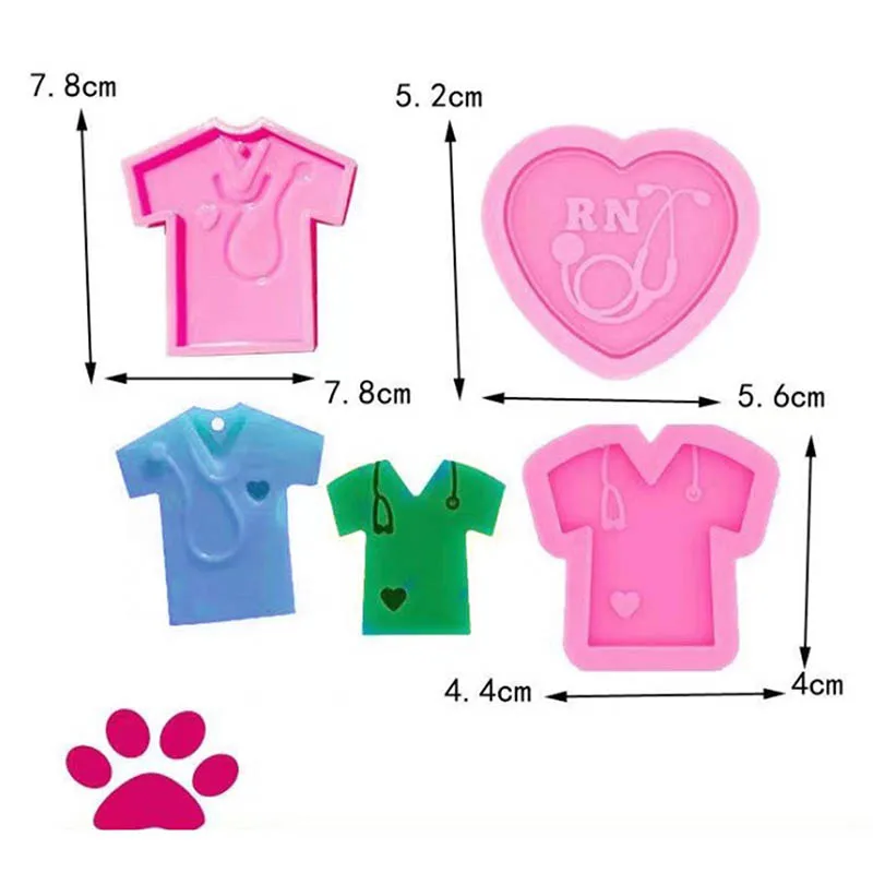 

1/3pcs/set DIY Crafts Crystal Epoxy Resin Mold Nurse Shirt Love Heart Stethoscope Keychain Pendant Casting Silicone Mould