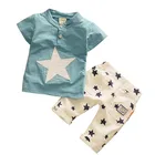 Летние повседневные комплекты одежды для маленьких мальчиков рубашка с короткими рукавами и принтом звезды + шорты Детский костюм из 2 предметов