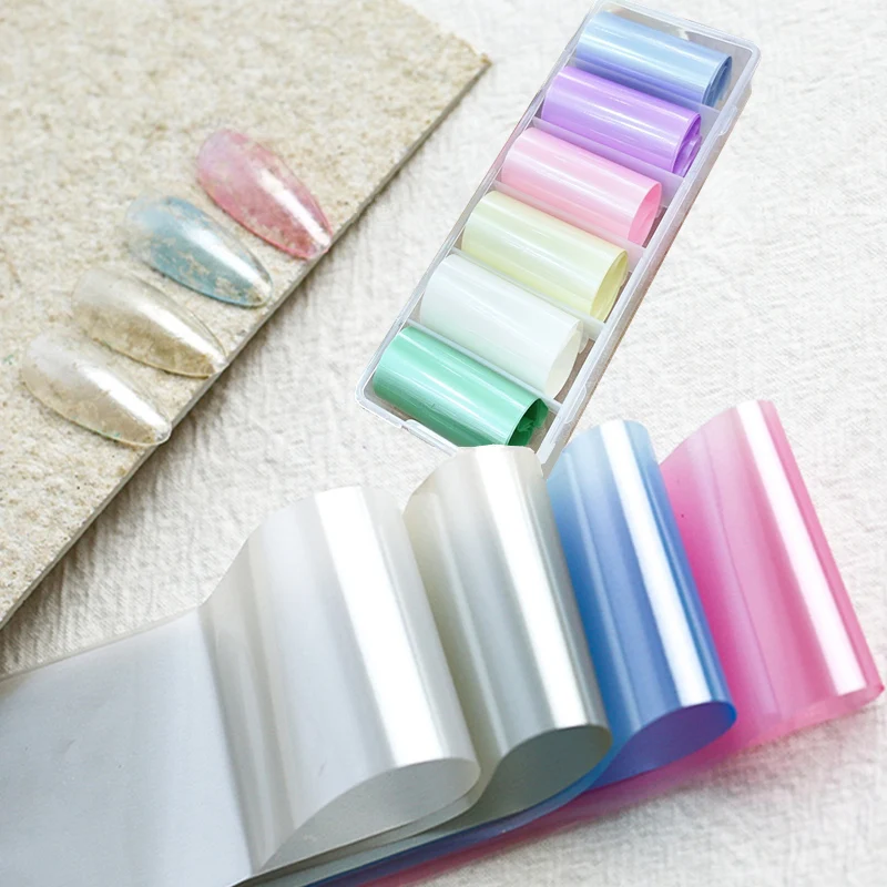 6 Rolls Box Silk Nail Foils Transfer Paper Pure Color Art Stickers Champagne Manicure Set Decal Macaroon Nails Decoration | Красота и
