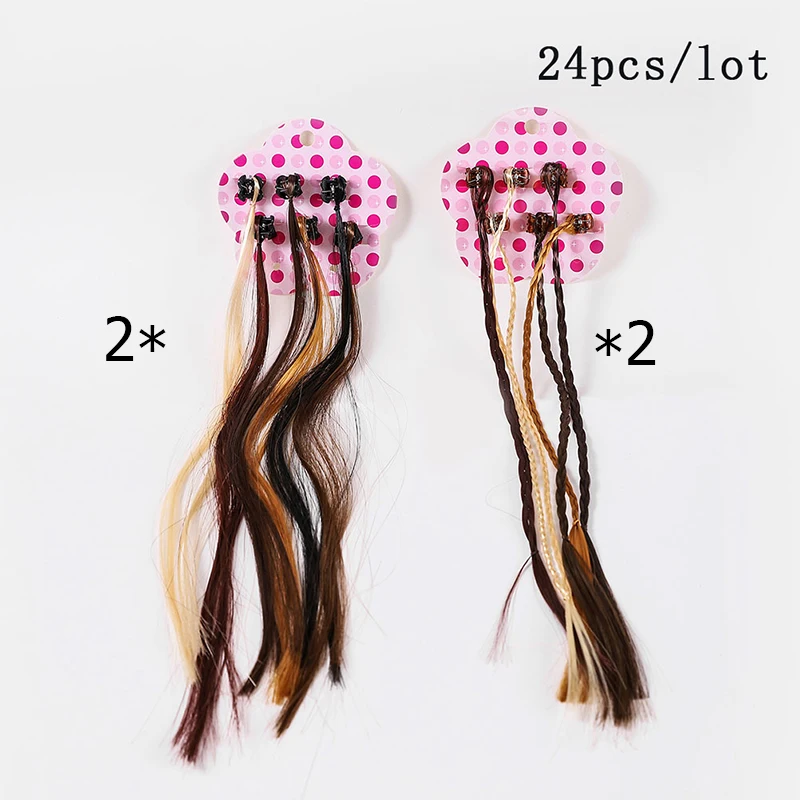 24pcs B Аксессуары для волос, резинки для волос для девочек, Русалочка, цветные длинные косы, эластичные резинки для волос, синтетическая резинка для волос для детей, резинки для волос - Цвет: 24pcs B