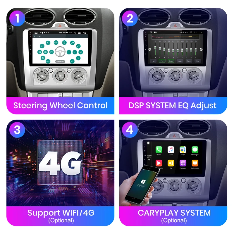 Автомагнитола AWESAFE PX9 для Ford Focus 2 Mk2 2010 мультимедийный видеоплеер с GPS навигацией din