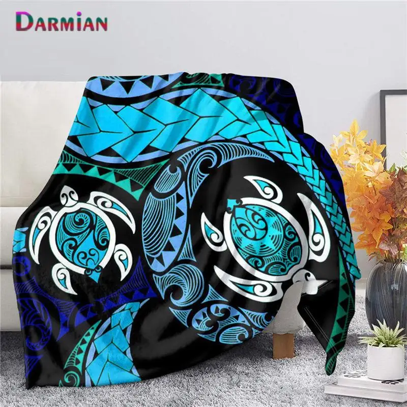 

DARMIAN Hawaiian Turtle Tribal Design Plush Throw Blanket Soft Machine Washable Sofa Fleece Thin Quilt Bedding Lining Blankets