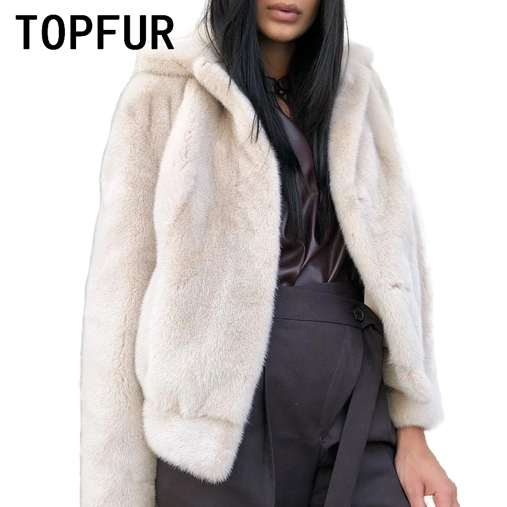 TOPFUR Long Sleeve Short Mink Fur Jacket Women Autumn Winter New Simple Casual Outertwear Female Real Fur Jacket 2022 New