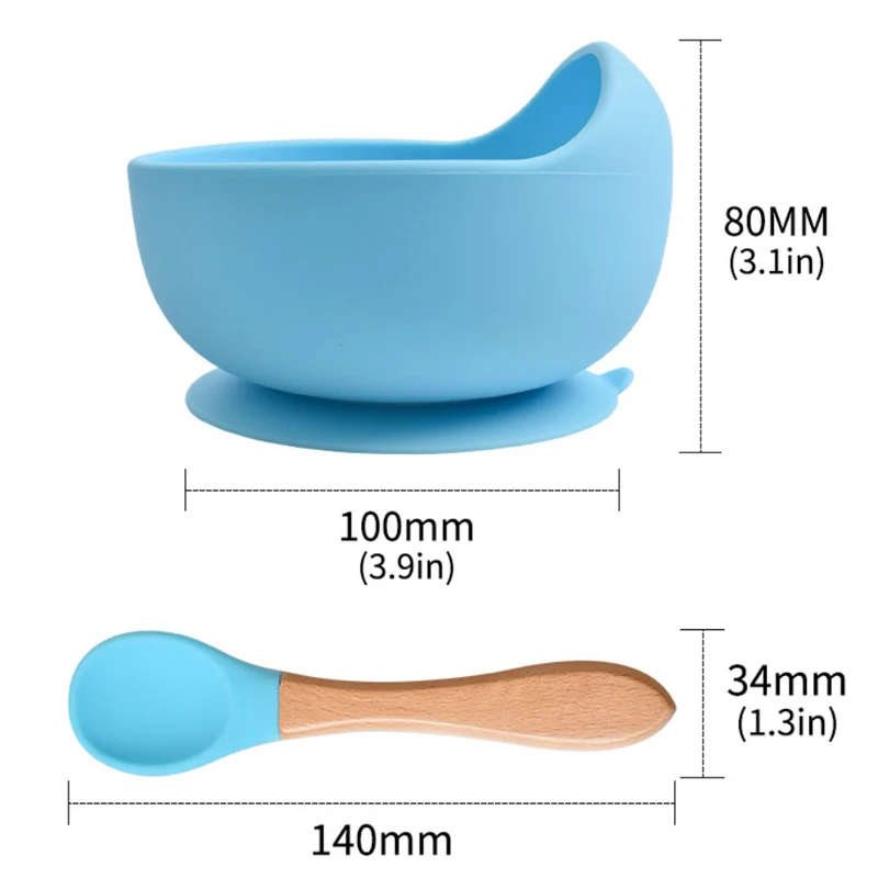Детская силиконовая миска кормушка посуда ложка водонепроницаемая на присоске