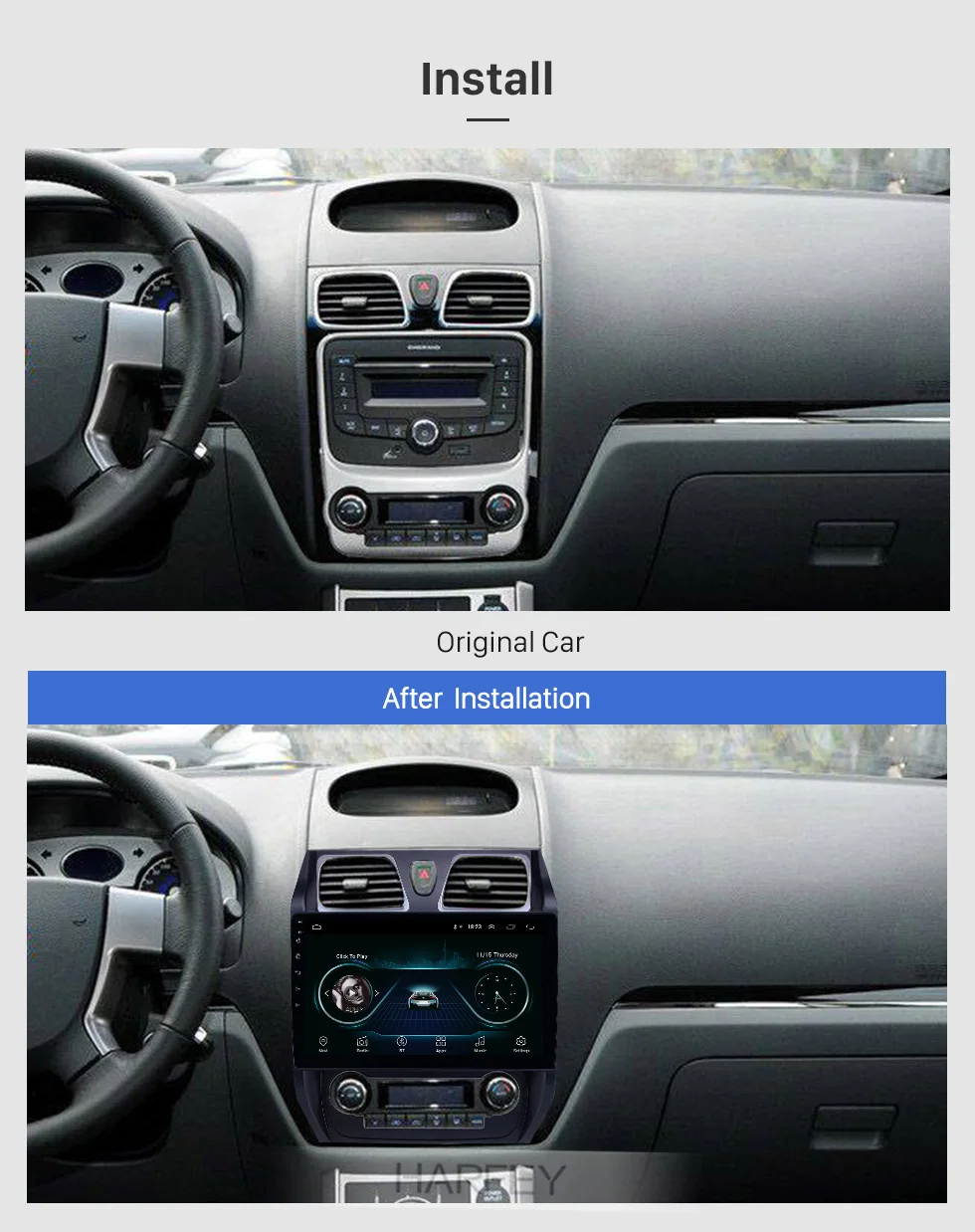 Harfey автомобильный 10," Carplay gps HD Navi авторадио Android8.1 для Geely Emgrand EC7 2012-2013 сенсорный экран Bluetooth USB Поддержка TPMS