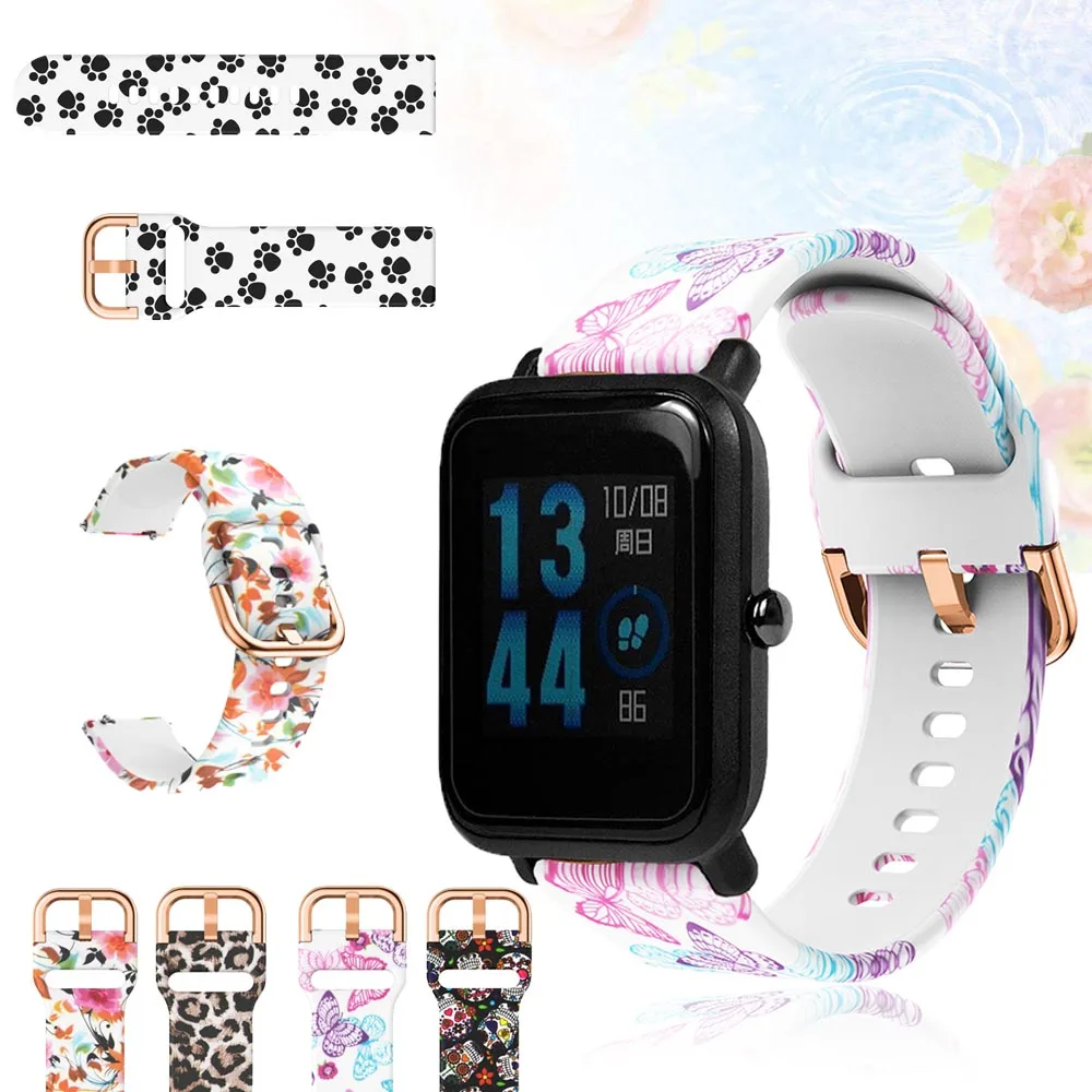 

20 мм печать силиконовый ремешок для смарт-браслета Amazfit GTR 42 мм Amazfit GTS/GT 2 42 мм браслет Galaxy Watch 3 41 мм • Ремешок для смарт-часов соответствует