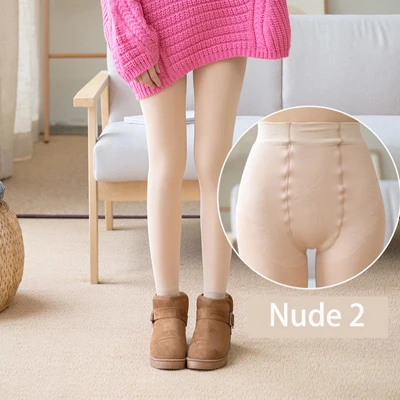 Nude Footless 2 Зимние осенние двухслойные колготки эластичные теплые колготки с высокой талией невидимые телесные утолщенные чулки бесшовные колготки - Цвет: Nude Footless 2