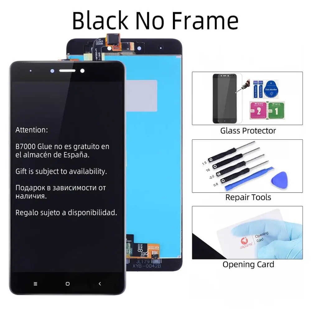 Дисплей для XIAOMI Redmi Note 4X LCD в сборе с тачскрином на рамке 5.5'' черный белый золото Snapdragon 625 - Цвет: Black No Frame